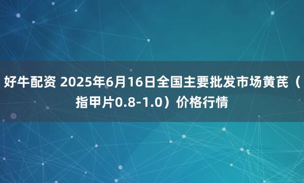 好牛配资 2025年6月16日全国主要批发市场黄芪（指甲片0.8-1.0）价格行情